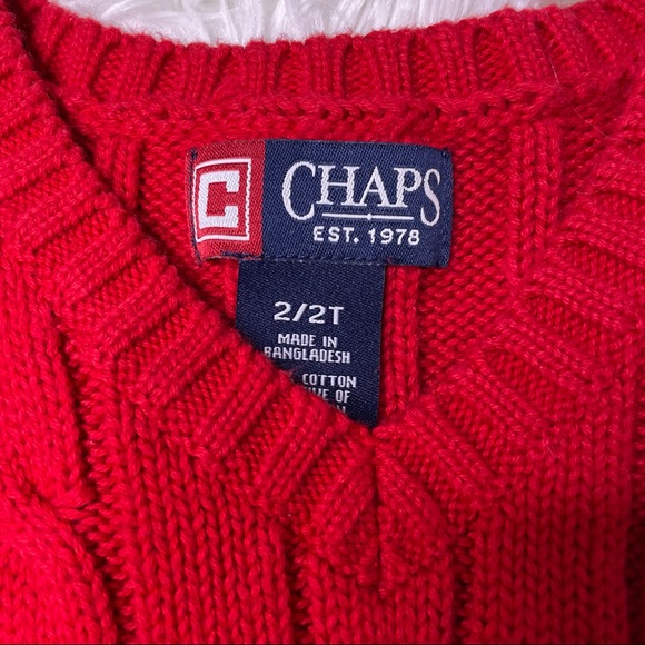 Chaps Toddler 2T Red Cable Knit Sweater Vest - Picture 3 of 4